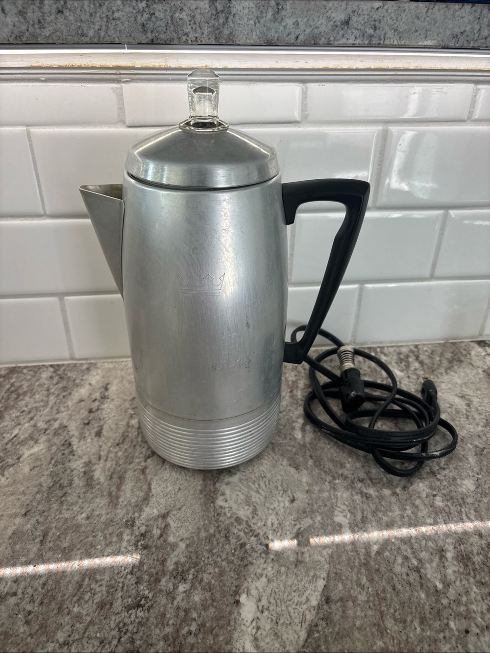 Mar-Crest Electric Coffee Pot B-0132-65 vtg, 10 cup, Percolator, Rare Works MCM